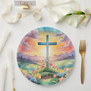 Plato De Papel Hermoso arte de acuarela de Pascua