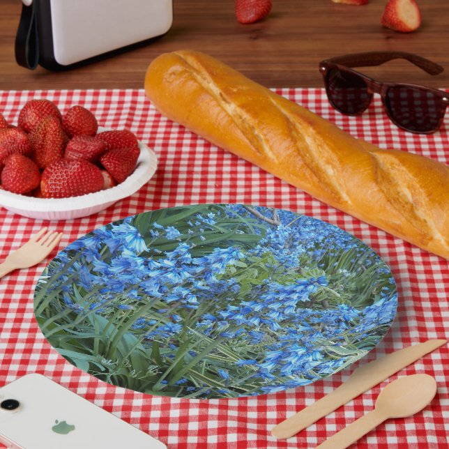 Plato De Papel Hermoso Bluebell Garden Floral (Picnic)