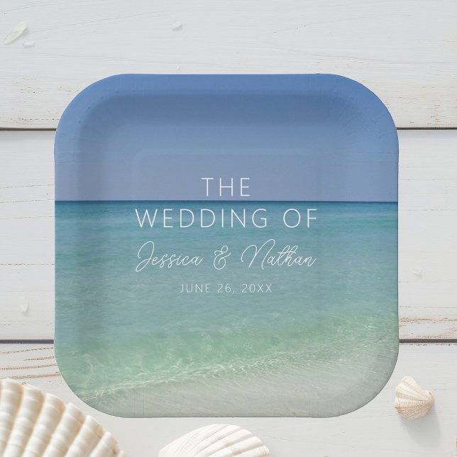 Plato De Papel Hermoso Boda personalizado de Beach Horizon (Subido por el creador)