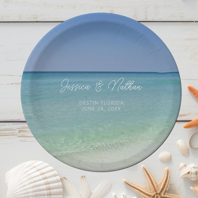 Plato De Papel Hermoso Boda personalizado de Beach Horizon (Subido por el creador)