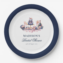 Plato De Papel Hermoso Bridal Shower Personalizado acuarela