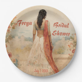 Plato De Papel Hermoso Chica en Sari personalizado