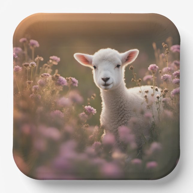 Plato De Papel Hermoso Cordero (Anverso)