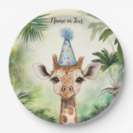 Plato De Papel Hermoso Cumpleaños De Bebé De Jirafa Lindo En La J