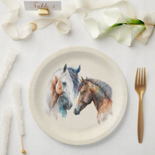Plato De Papel Hermoso estilo Caballos de estilo Boho Occidental
