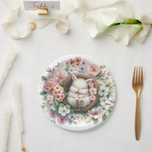 Plato De Papel Hermoso floral primavera bebé niña ducha