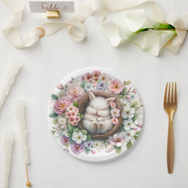 Plato De Papel Hermoso floral primavera bebé niña ducha (Boda)