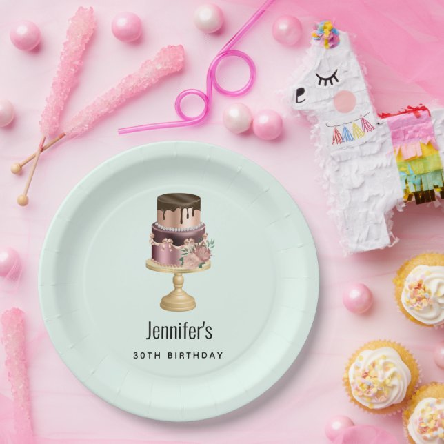 Plato De Papel Hermoso Glam Fiesta Pastel Cumpleaños (Fiesta)