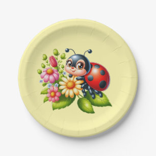 Plato De Papel Hermoso insecto de ladybug lindo