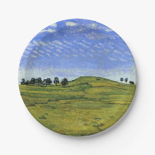 Plato De Papel Hermoso paisaje suizo (de Ferdinand Hodler) (Anverso)