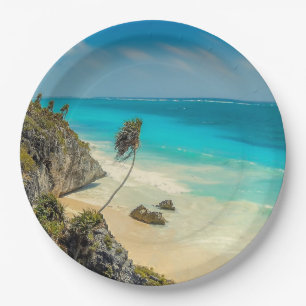 Plato De Papel Hermoso paraíso tropical de arena