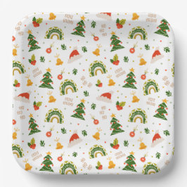 Plato De Papel Hermoso patrón de Navidades
