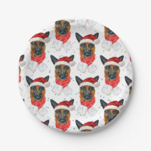 Hermoso patrón navideño de perro pastor alemán