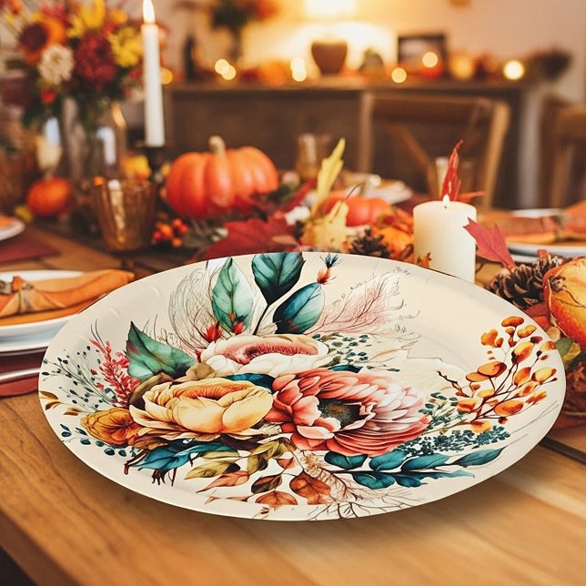 Plato De Papel Hermoso ramo boho de otoño (Subido por el creador)