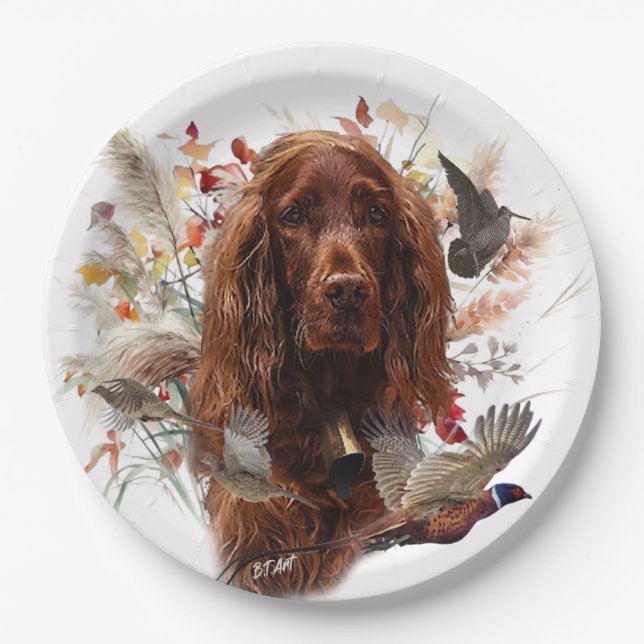 Plato De Papel Hermoso Red Setter Irlandés (Anverso)