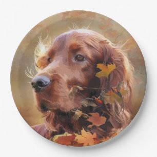 Plato De Papel Hermoso Red Setter Irlandés