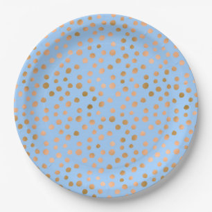 Plato De Papel Hermoso Relieve metalizado falso azul y rosa rosa