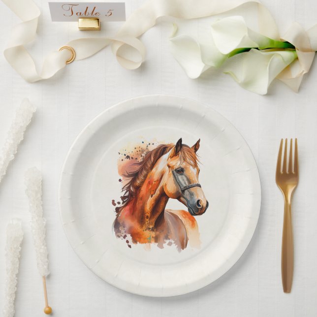 Plato De Papel Hermoso retrato de caballo de Sorrel (Boda)