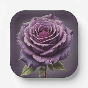 Plato De Papel Hermoso rosa morado