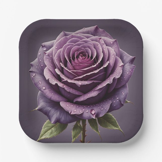 Plato De Papel Hermoso rosa morado (Anverso)