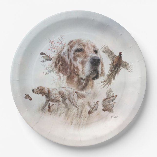 Plato De Papel Hermoso Setter, Arte (Anverso)