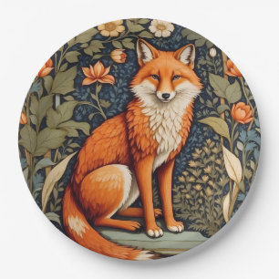 Plato De Papel Hermoso Sitting Red Fox William Morris Inspirado