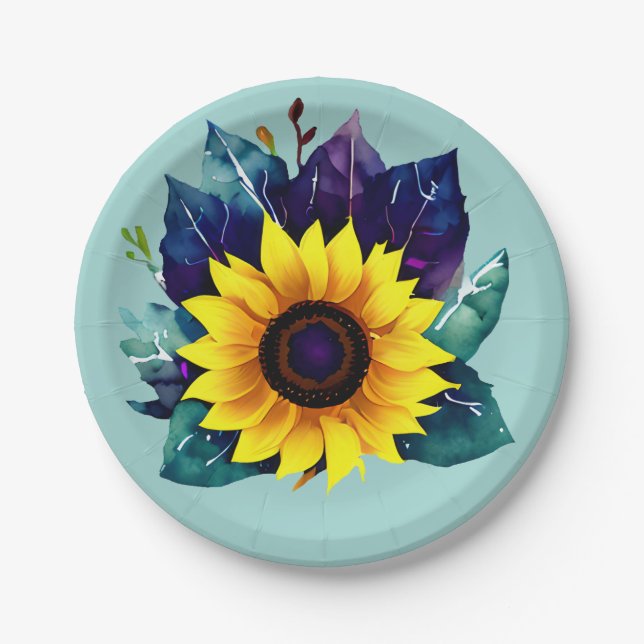 Plato De Papel Hermoso Sunflower (Anverso)