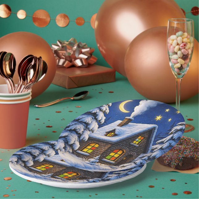 Plato De Papel Hermoso tema de Navidad (Multi)