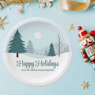 Plato De Papel Hermosos árboles de Navidad Fiesta de Invierno