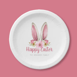Plato De Papel Hermosos bulos rosados felices pascuas