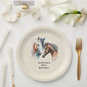Plato De Papel Hermosos caballos estilo Boho occidental Cumpleaño