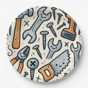 Plato De Papel Herramientas de bricolaje doodle cartoon