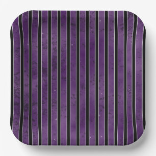 PLATO DE PAPEL HERRAMIENTAS DE HALLOWEEN DE PLATA NEGRA PURPLE