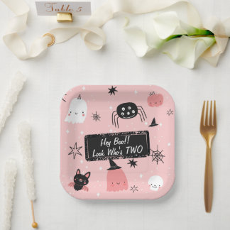 Plato De Papel Hey Boo Look Who's Two Cute Birthday Paper Plates