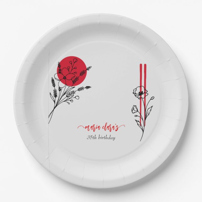 Plato De Papel Hibachi Cocina japonesa de barbacoa de parrilladas (Anverso)