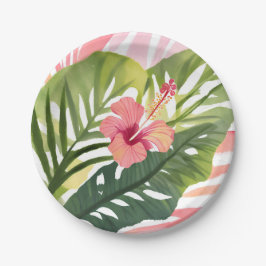 Plato De Papel Hibiscus Belleza | Flor Tropical Acuarela