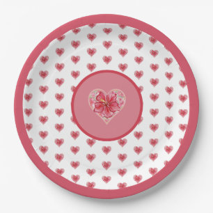 Plato De Papel Hibiscus & lace RED