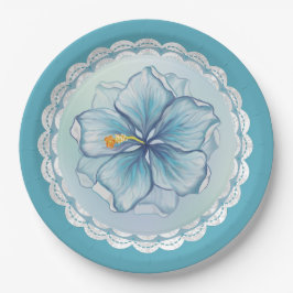 Plato De Papel Hibiscus & lace TURQUOISE