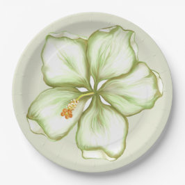 Plato De Papel Hibiscus & lace WHITE