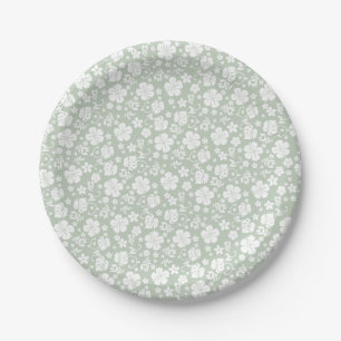 Plato De Papel Hibiscus Pale Green