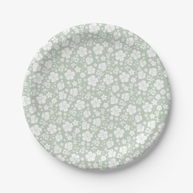 Plato De Papel Hibiscus Pale Green (Anverso)
