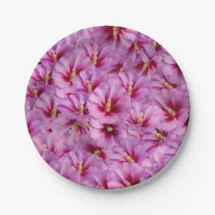 Plato De Papel Hibiscus - Patrón de flor Rosa chino