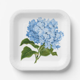 Plato De Papel Hidrangea azul antiguo Blossom