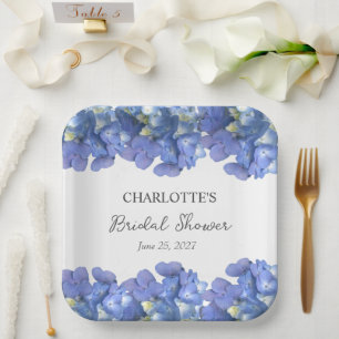 Plato De Papel Hidrangea azul florece ducha de novia personalizad