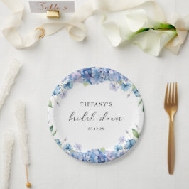 Plato De Papel Hidrangea Azul Moderna Ducha Marítima Floral