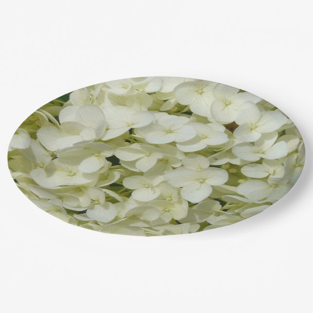 Plato De Papel Hidrangea blanca suave (Angular)