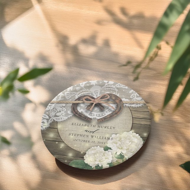 Plato De Papel Hidrángea herradura ducha de matrimonio rústico (Subido por el creador)