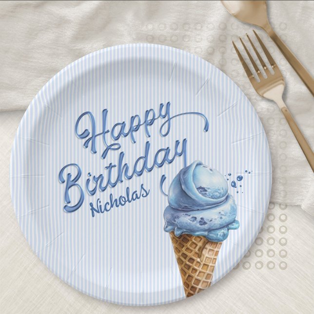 Plato De Papel Hielo Cream Boys A Cualquier Edad Cumpleaños (Subido por el creador)
