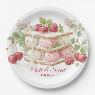 Plato De Papel Hielo Crema Sandwich Day Watercolor