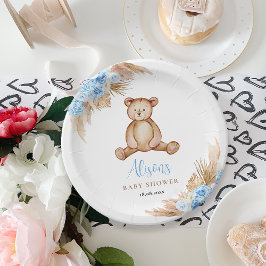 Plato De Papel Hierba de Pampas de Osito de Peluche